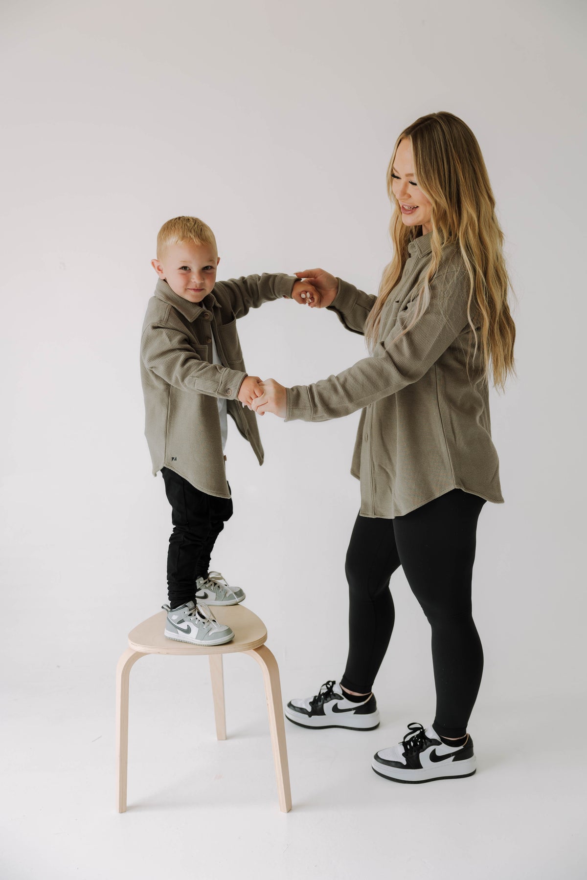 Adult Waffle Shacket | Khaki Green