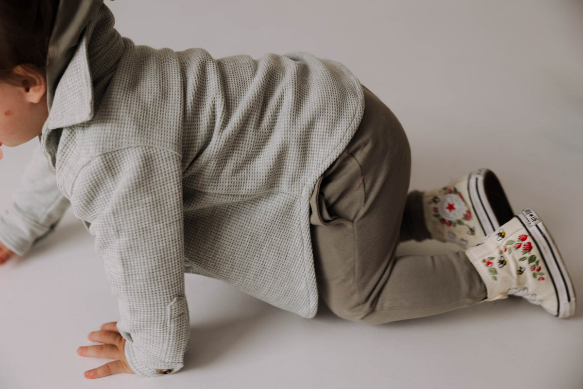 Kids Waffle Shacket | Heather Gray