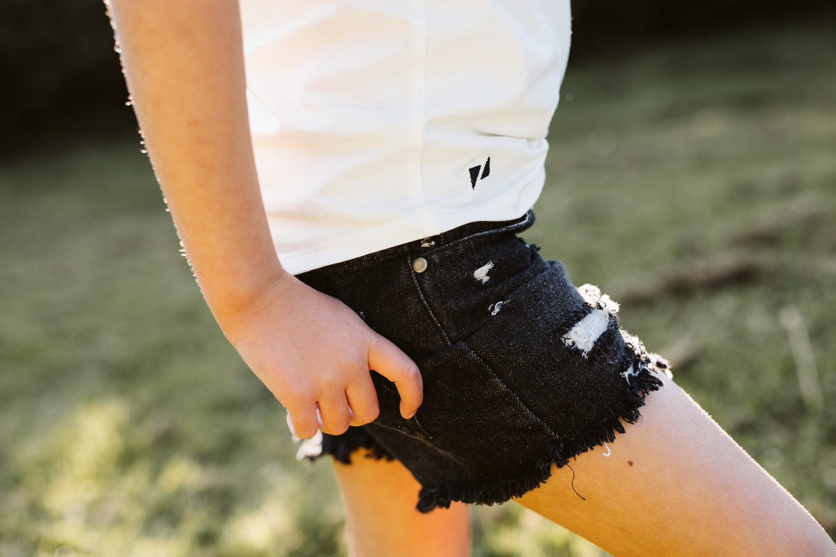 Heritage Classic Cut Off Shorts | Black Denim
