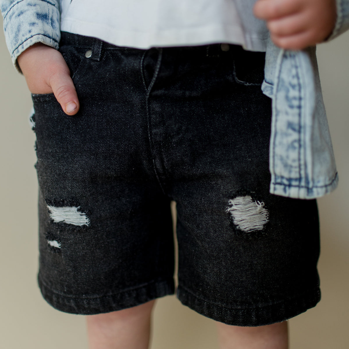 Heritage Hem Shorts | Black  Denim